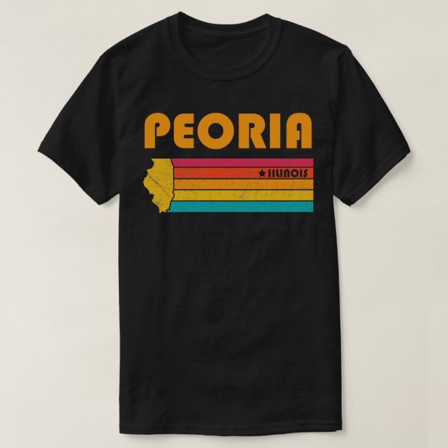 Camiseta Peoria Illinois Vintage angustiou Souvenir (Frente do Design)