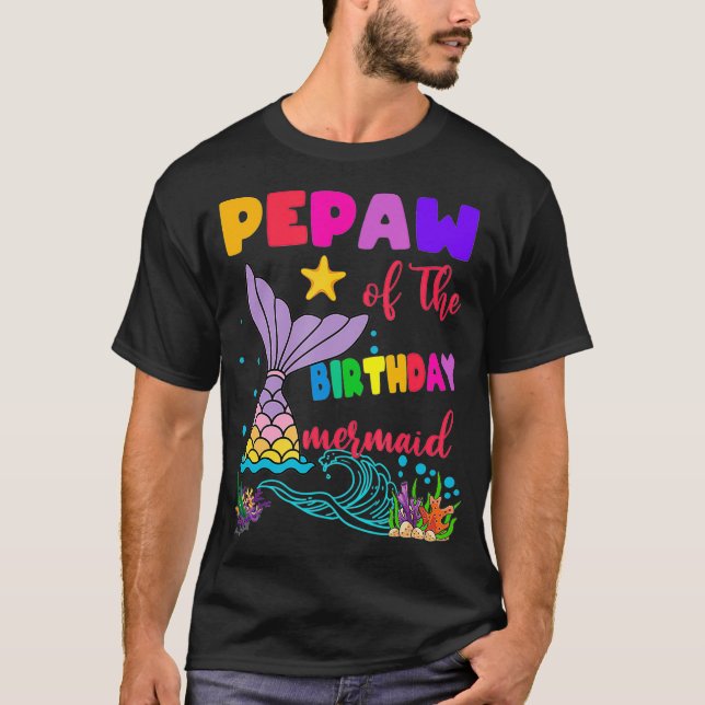 Camiseta Pepaw Da Família De Sereias De Aniversário _2 (Frente)