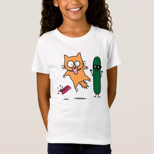 Camiseta Pepino que Scaring os gatos - gato contra o susto (Frente)