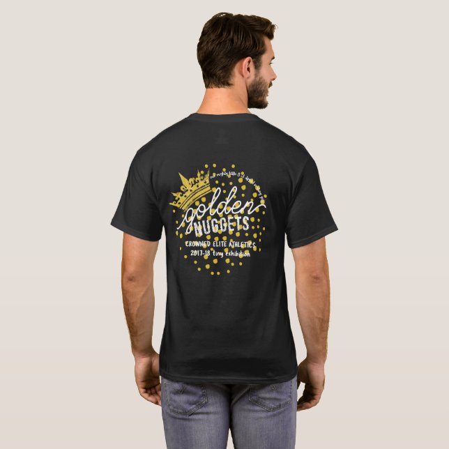 Camiseta PEPITAS DOURADAS: Logotipo oficial no preto (Parte Traseira Completa)