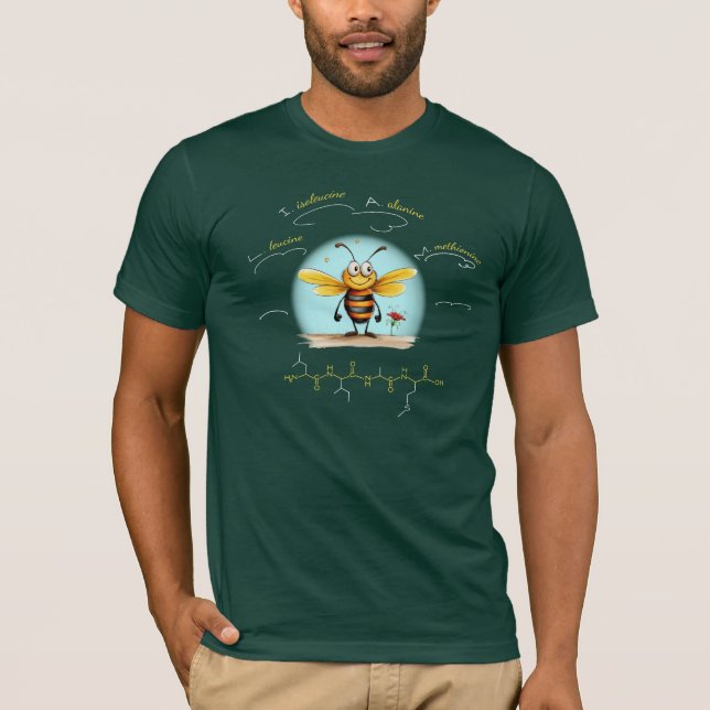 Camiseta peptídeo LIAM, Abelha-4 com texto personalizado, e (Frente)
