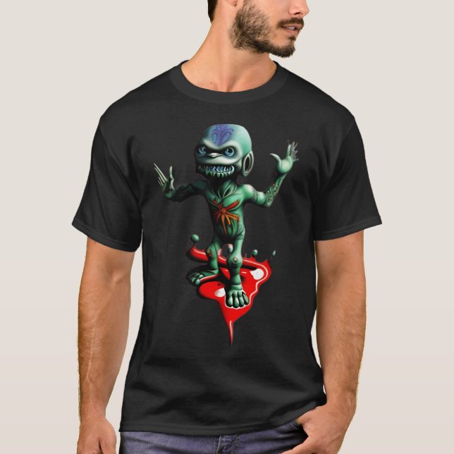 Camiseta Pequena Alienígena Verde (Frente)