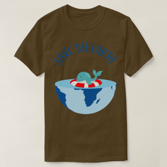 Camiseta Pequena baleia aprende a natação Salvar a Terra Fe (Frente do Design)