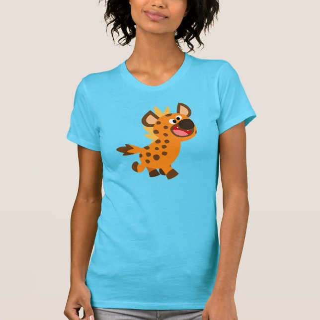 Camiseta Pequena Caricatura Linda Hiena Mulher Camisa-T (Frente)