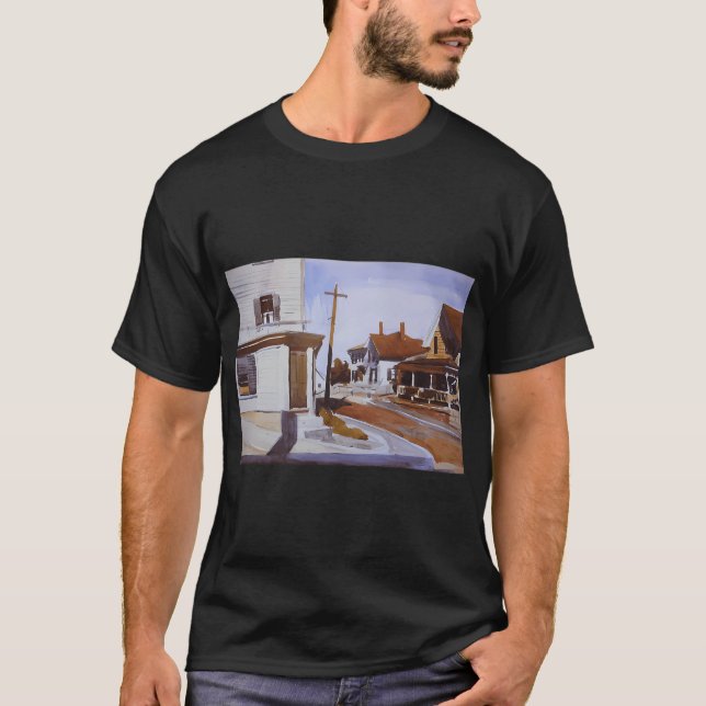 Camiseta Pequena cidade na enseada Edward Hopper (Frente)