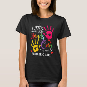 Camiseta Pequena Cor Da Mão Meu Mundo Pediatra Pediátrico