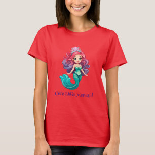 Camiseta Pequena e rosa princesa da sereia arco-íris crianç