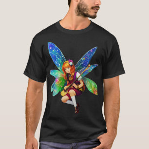 Camiseta Pequena Fada Branca Segurando um Instrumento