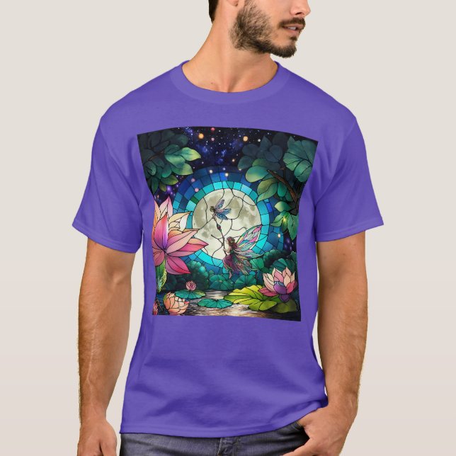Camiseta Pequena Fada de Vidro Pintado com Libélula (Frente)