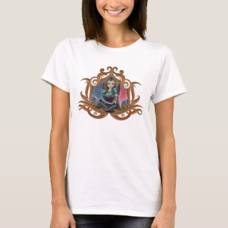 Camiseta Pequena Fada Gótica e Arte de Fantasia de Dragão