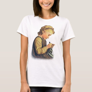 Camiseta Pequena Garota tricotando