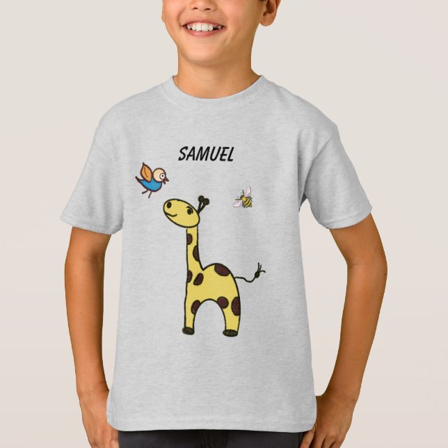 Camiseta pequena girafa bonitinha com balões T-Shirt (Frente)