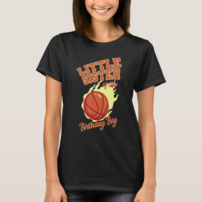 Camiseta Pequena Irmã Da Família De Basquete Birthday Boy (Frente)