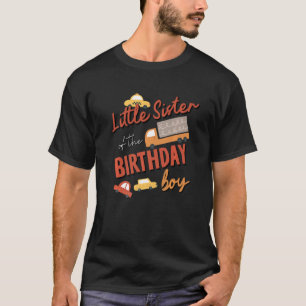 Camiseta Pequena Irmã Do Menino De Aniversário Tema De Carr