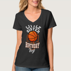 Camiseta Pequena Irmã Do Tema De Basquete Do Aniversário
