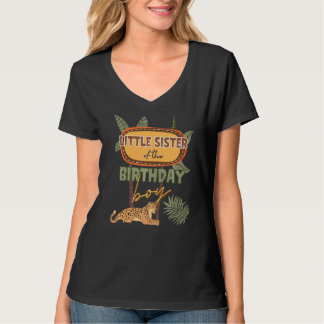 Camiseta Pequena Irmã O Menino de Aniversário Tema Safari M
