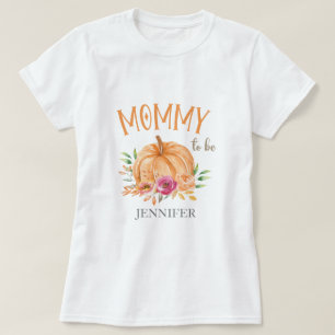 Camiseta Pequena Mamãe de Abóbora Aquarela no Chá de Bebê