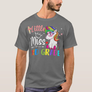 Camiseta Pequena Miss 3º Ano, 1º Dia Da Escola, Cute Uni