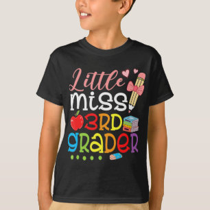 Camiseta Pequena Miss 3º Ano De Volta Às Meninas Escolares 