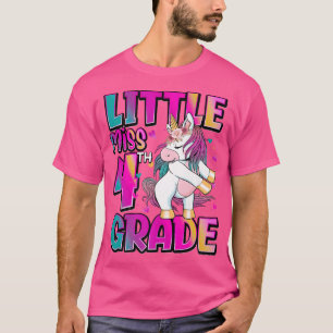 Camiseta Pequena Miss 4º Grau Unicórnio De Volta À Escola 4