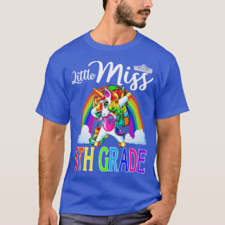 Camiseta Pequena Miss 5 Grau Unicórnio Primeiro Dia da Esco