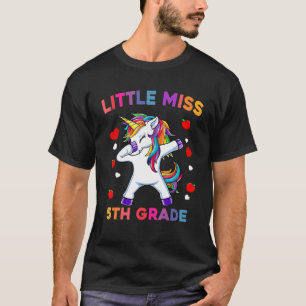Camiseta Pequena Miss 5 Primeiro Dia do Unicórnio Escolar