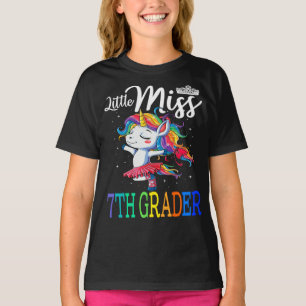 Camiseta Pequena Miss 7 Grader Unicorn