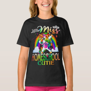Camiseta Pequena Miss Homeschool Cutie Unicorn Rainbow