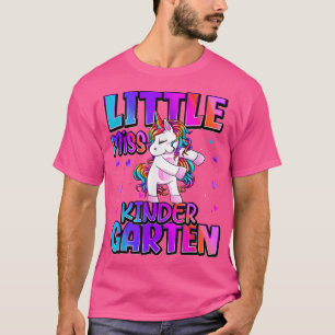 Camiseta Pequena Miss Jardim De Infância Unicórnio De Volta