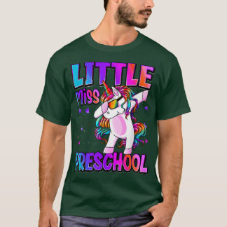 Camiseta Pequena Miss Preschool Dabbing Garotas Unicorn Bac