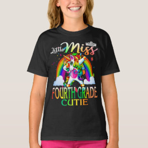 Camiseta Pequena Miss Quarto Grau Cutie Unicorn Rainbow