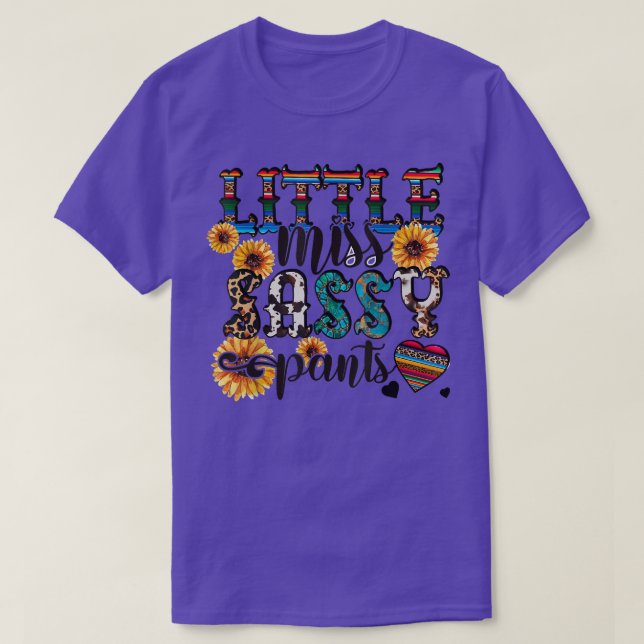 Camiseta Pequena Miss Sassy Pants Cowhide Sunflower Lepard (Frente do Design)