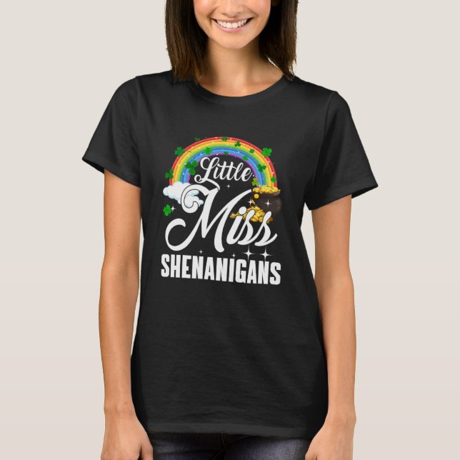 Camiseta Pequena Miss Shenanigans Rainbow Dia de São Patríc (Frente)