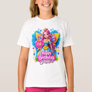 Camiseta Pequena Princesa Fada Asas Arco-Íris, presente de