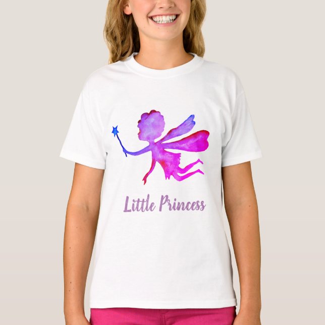 Camiseta Pequena Princesa Fada Ruffle T Shirt, Branca (Frente)