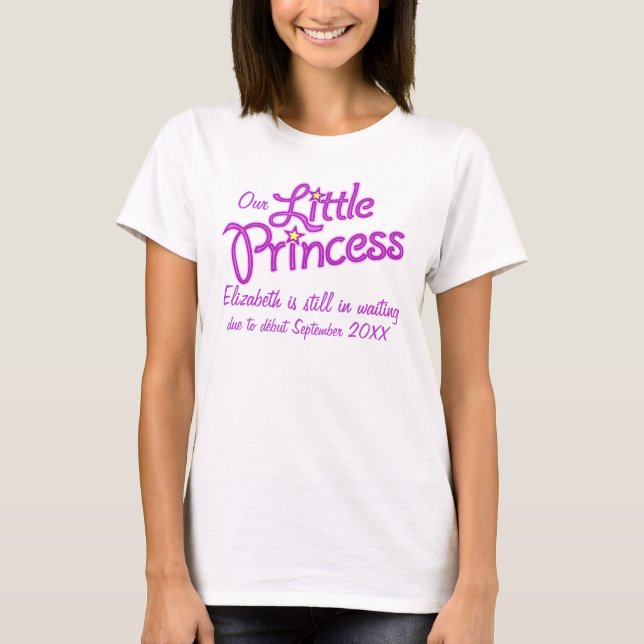 Camiseta Pequena princesa na espera da camiseta-mãe rosa (Frente)