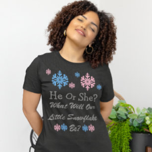 Camiseta Pequena Revelação de Gênero em Floco de Neve