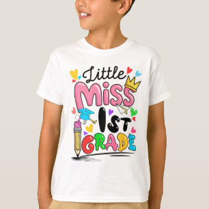 Camiseta Pequena Senhorita 1ª Primeira Série Fofa Volta às
