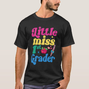 Camiseta Pequena Senhorita 1º Grau Engraçado De Volta À Esc