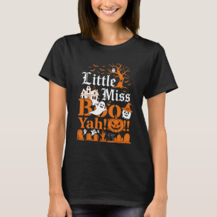 Camiseta Pequena Senhorita Boo Yah Fantasma de Halloween Ab