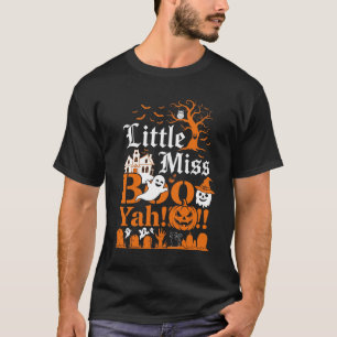 Camiseta Pequena Senhorita Boo Yah Fantasma de Halloween Ab