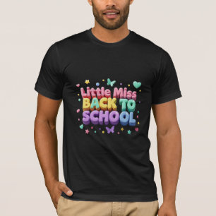 Camiseta Pequena Senhorita de Volta às Aulas 3D Pastel