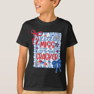 Camiseta Pequena Senhorita Fogos de Artifício Bandeira Amer