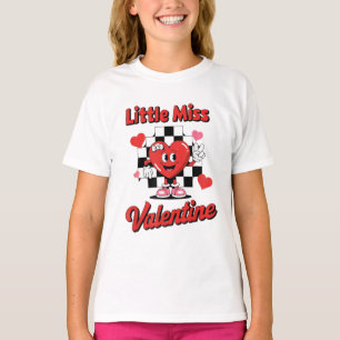 Camiseta Pequena Senhorita Namorados Retro Coração Bonita