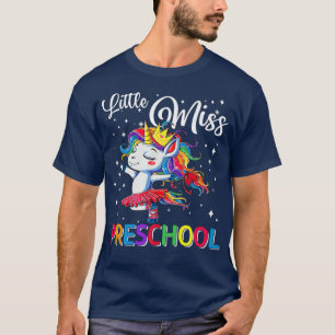 Camiseta Pequena Senhorita Preschool Unicorn Magia Primeiro