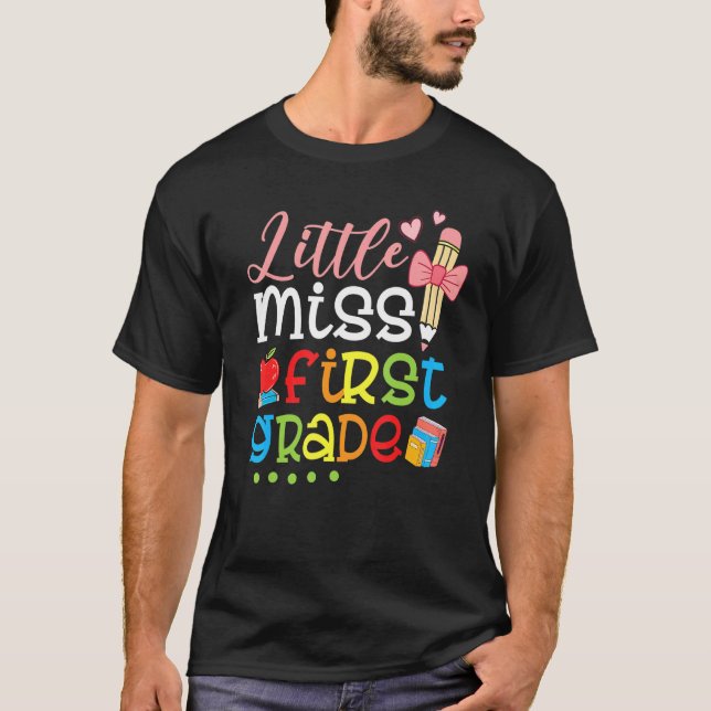 Camiseta Pequena Senhorita Primeiro Grau De Volta Às Menina (Frente)
