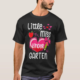 Camiseta Pequena Srta. Kindergarten Primeiro Dia Do Jardim 