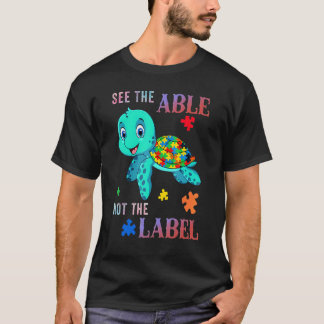 Camiseta Pequena Tartaruga Vê O Capaz Não A Etiqueta Autism