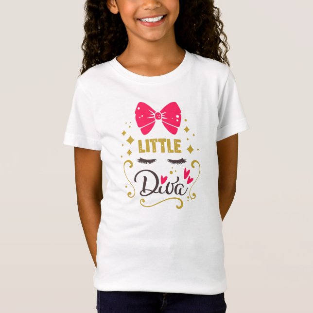 Camiseta Pequena Típografia Diva Rosa Adorável (Frente)
