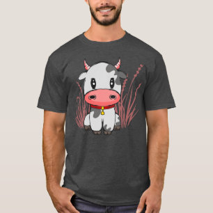 Camiseta Pequena Vaca Bonita Chibi Toon Vaca Dom